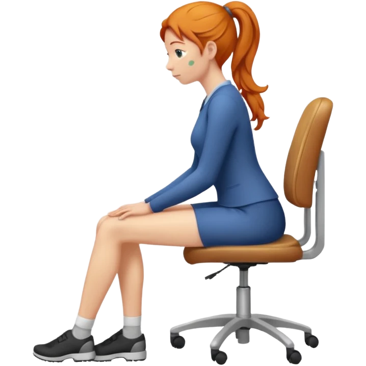 ginger woman with bad posture on chair from the side - even worse posture emoji