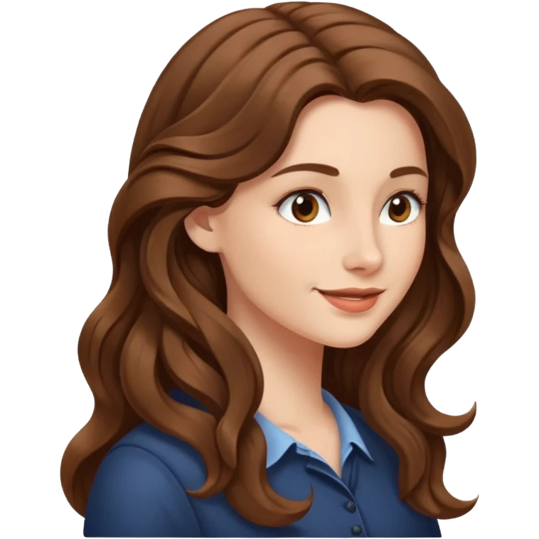 A white woman in profile with long, wavy brown hair emoji