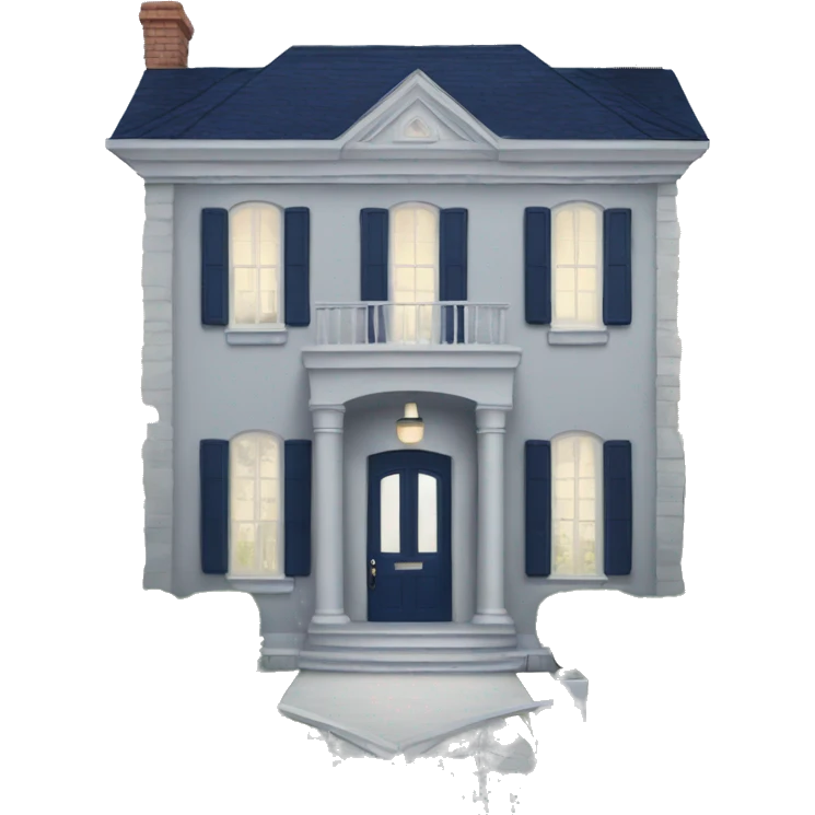 Light gray mansion with navy blue front door  emoji
