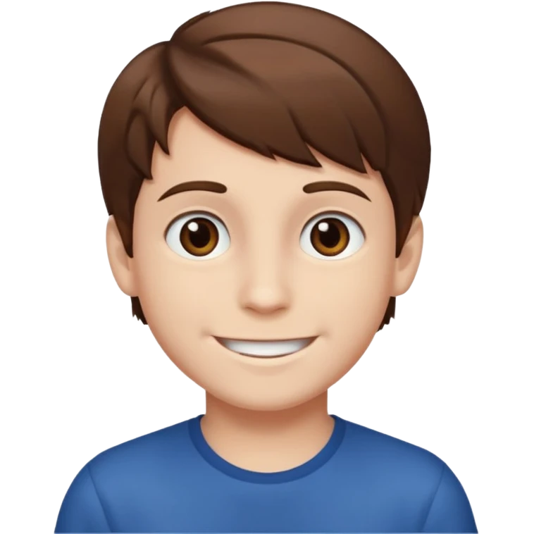a smiling boy with brown hair and white skin with dark eyes  emoji