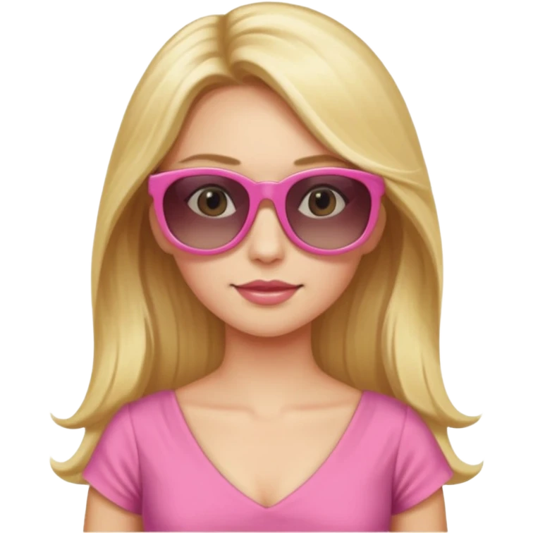 dior women with long blonde hair wear sun glasses, pink dress emoji