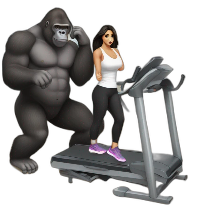 Buff Gorilla helping Kim Kardashian exercise emoji