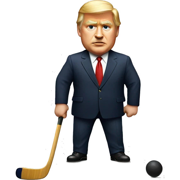 Fat president playing field hockey emoji