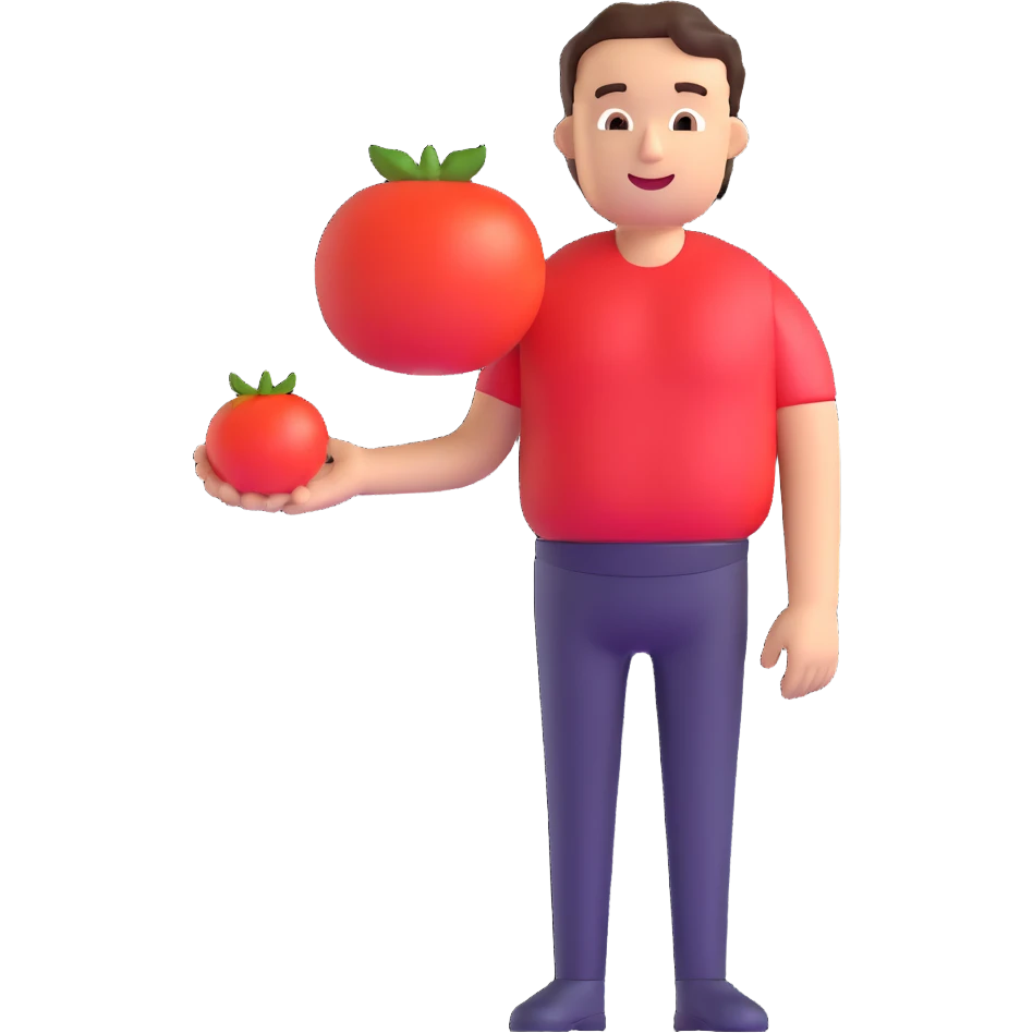 man with tomato replacing his midsection emoji