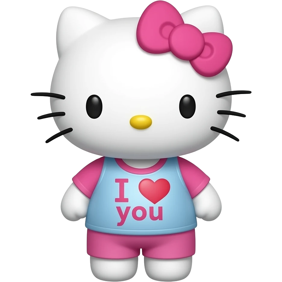 พี่ทำฮัลโหลคิตตี้ที่ใส่เสื้อเขียนว่า I ♥️ you ได้ไหม emoji