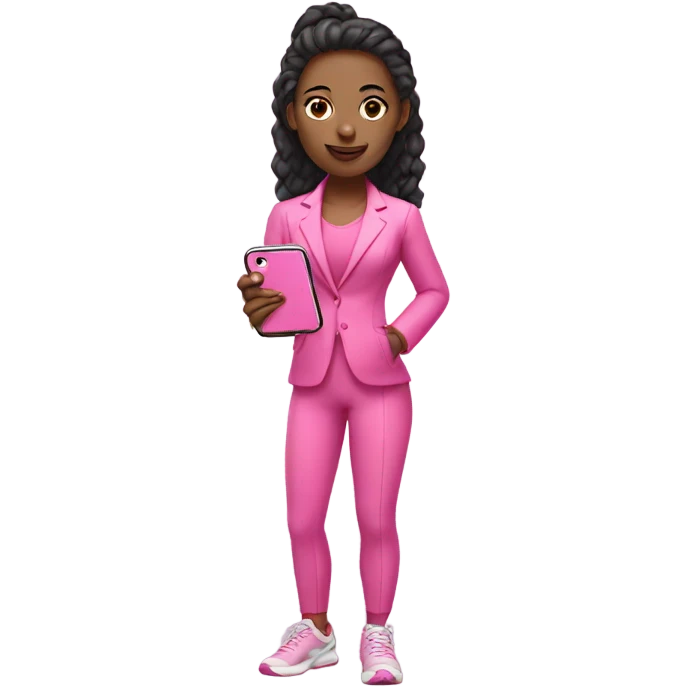 Gym girl with a Pink suit and Pink iPhone  emoji