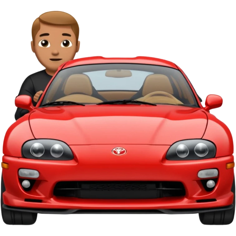 A man driving a Toyota Supra  emoji