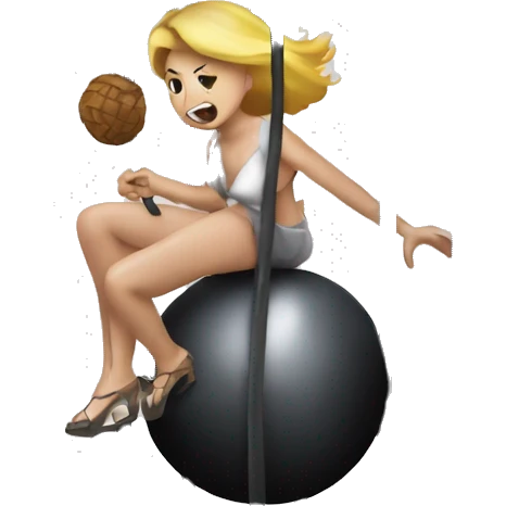 lady swinging on top of wrecking ball and breaking out of bird cage emoji