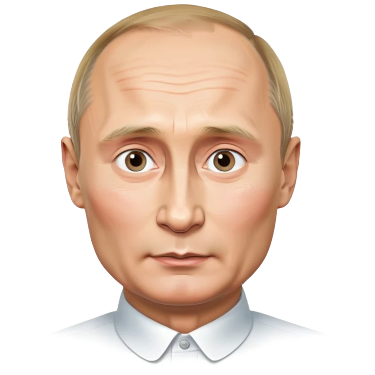 photorealistic emoji style portrait of Vladimir Putin, round face, lifelike facial features, clean background emoji