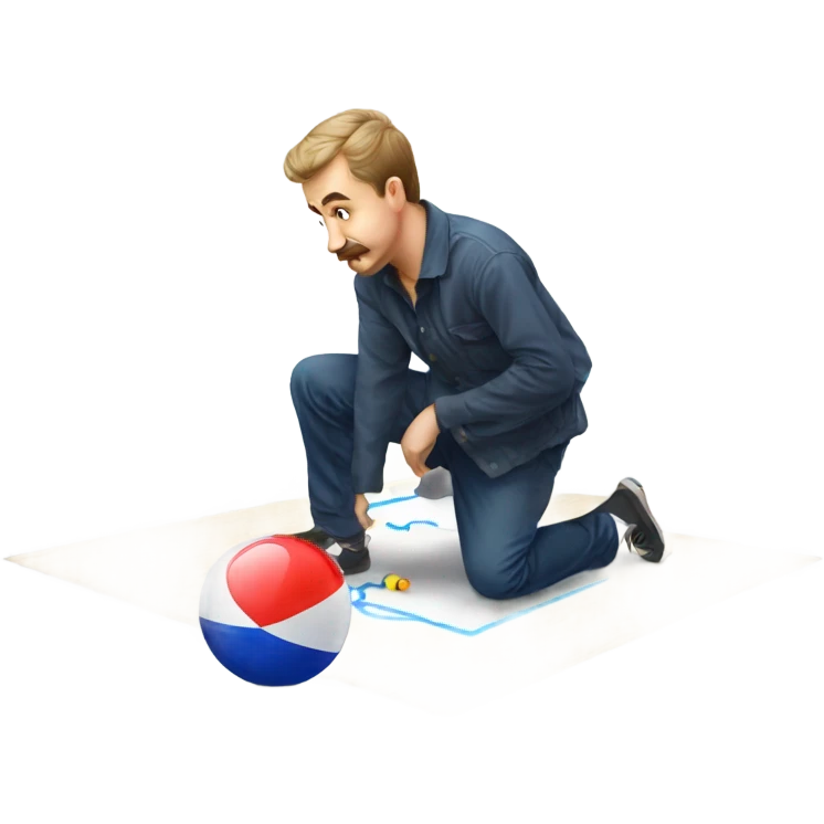 a russian man drawing a ball with markers in the floor  emoji