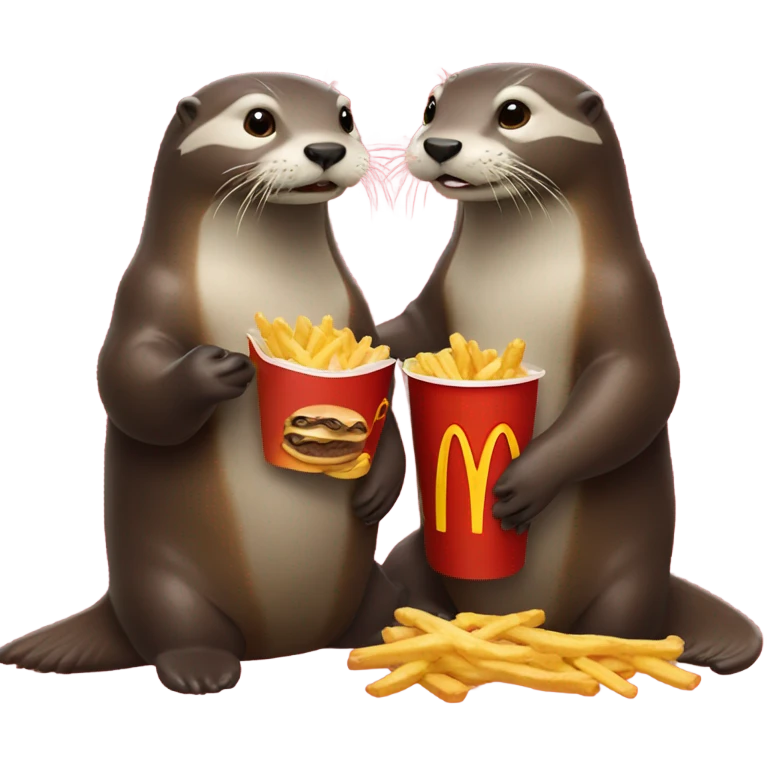two otters eating macdonalds emoji