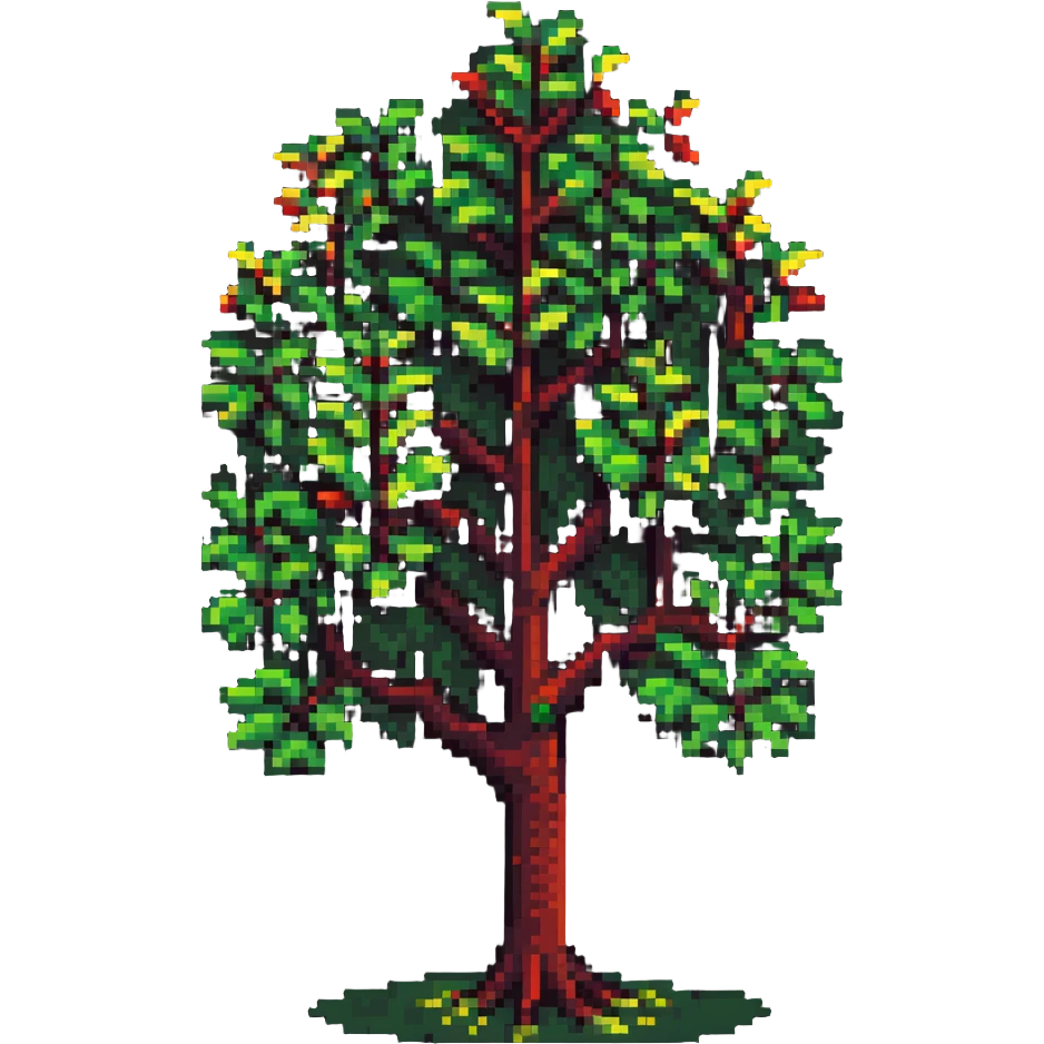 pixel art of a branching decision tree symbolizing an algorithm emoji