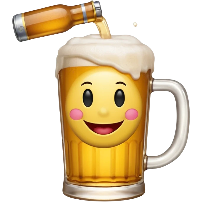 Smiley face shotgunning a beer.  emoji