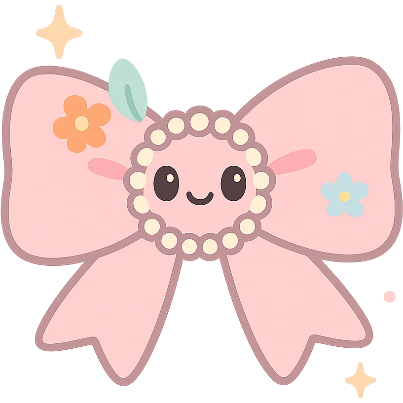 coquette bow with pearls and floral touches, elegant and girly, soft lighting emoji
