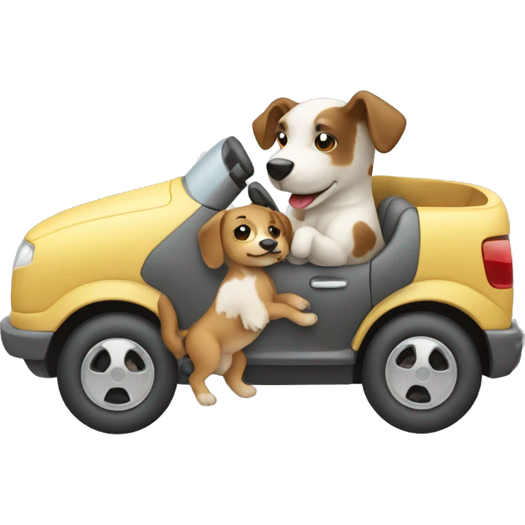 baby riding with dog in a car  emoji