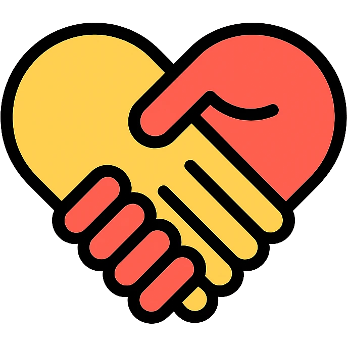 two hands forming a heart shape, representing friendship, color outline icon emoji