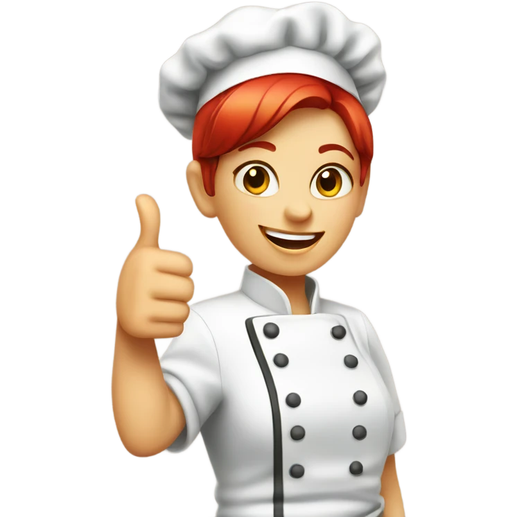 red Short haired female Chef Giving a Thumbs Up emoji