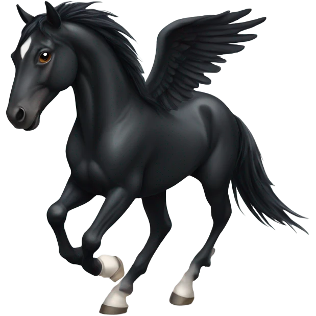 black horse with wings and  long tail running  emoji