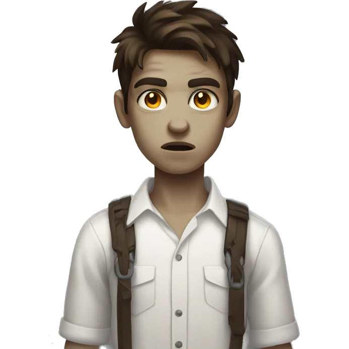 teen boy zombie with medium dark brown hair and white shirt emoji