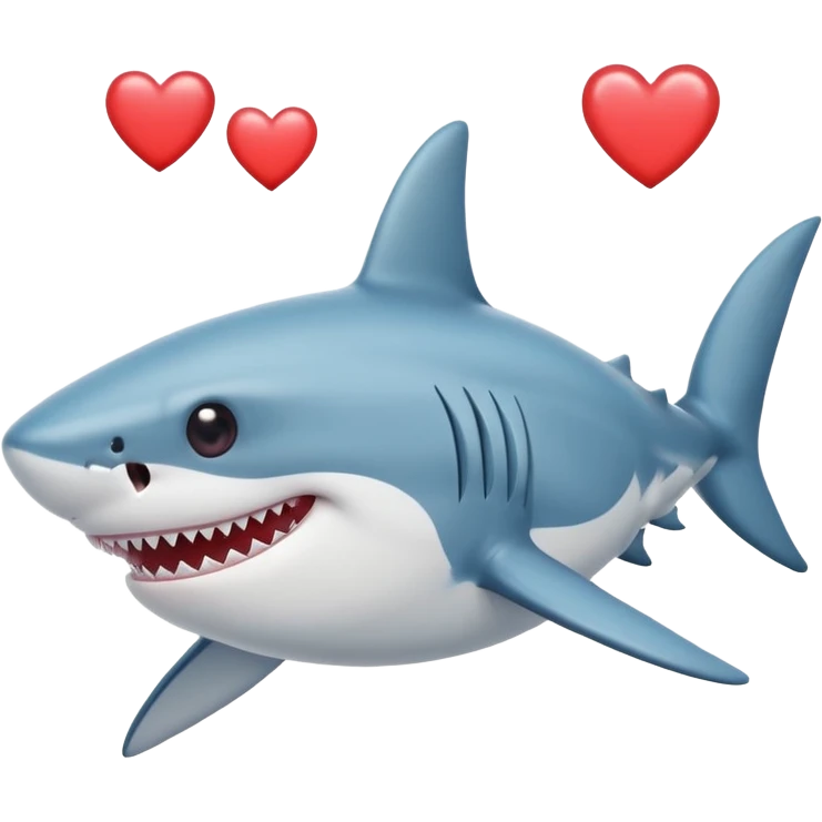 одна акула улыбается и заместь ее глаз сердечька  emoji