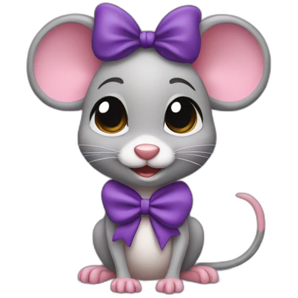 Cherie Mouse jerry with purple bow hair band emoji