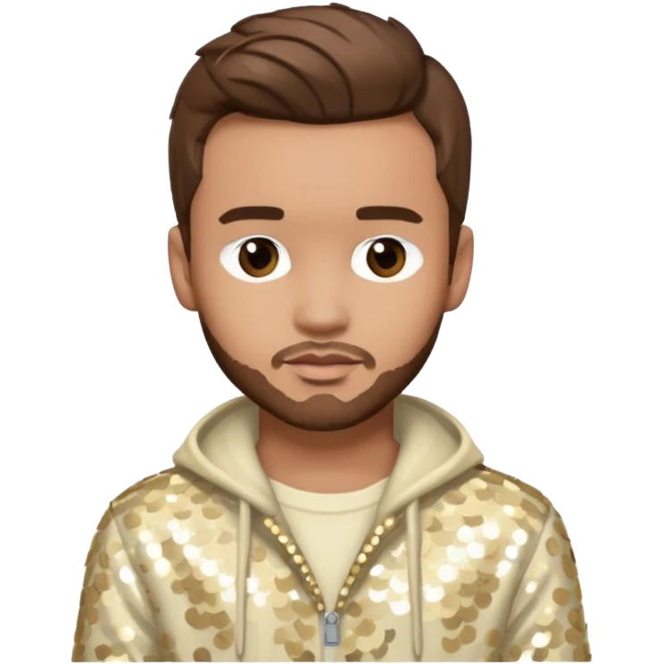 Liam Payne from One Direction with light skin, brown hair, cream sequin outfit emoji