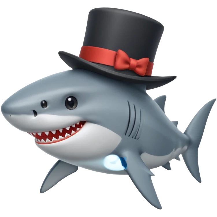 Shark with a top hat emoji