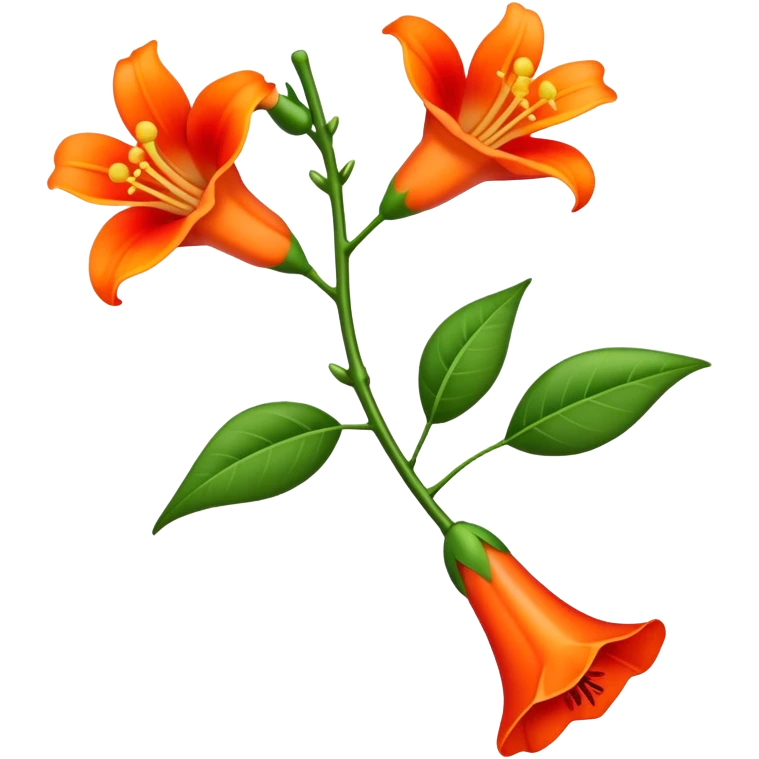 single Trumpet Vine flower, straight stem emoji