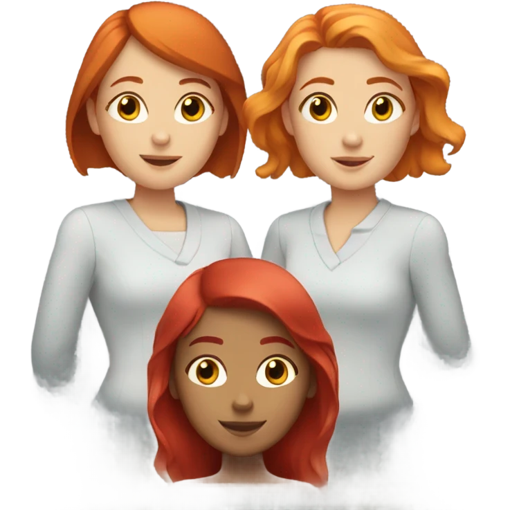 3 girls teamwork give them red hair emoji
