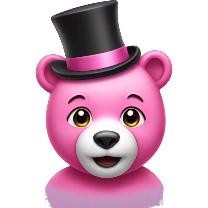 Pink bear with a top hat  emoji