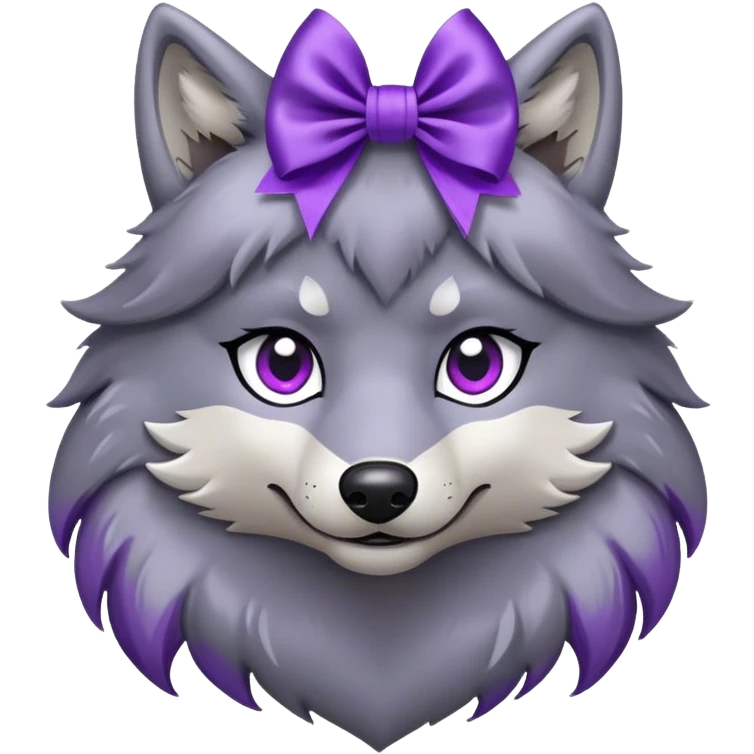wolf with purple bow emoji