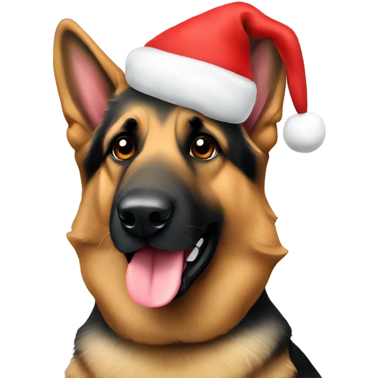 german shepherd with christmas hat emoji