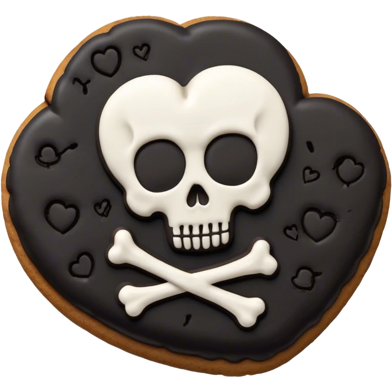 Black cookie heart with skull emoji