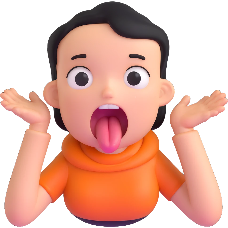 person clutching stomach, eyes wide, tongue out, showing extreme hunger emoji