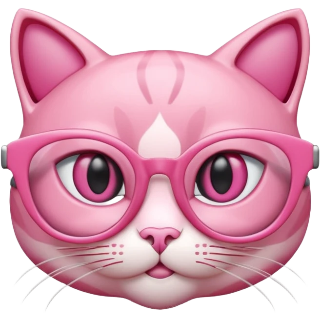 A 3D cartoon rose-pink cat-eye spectacle, glossy curved frame, soft reflections, isolated on plain background, Memoji-style. only glasses. emoji