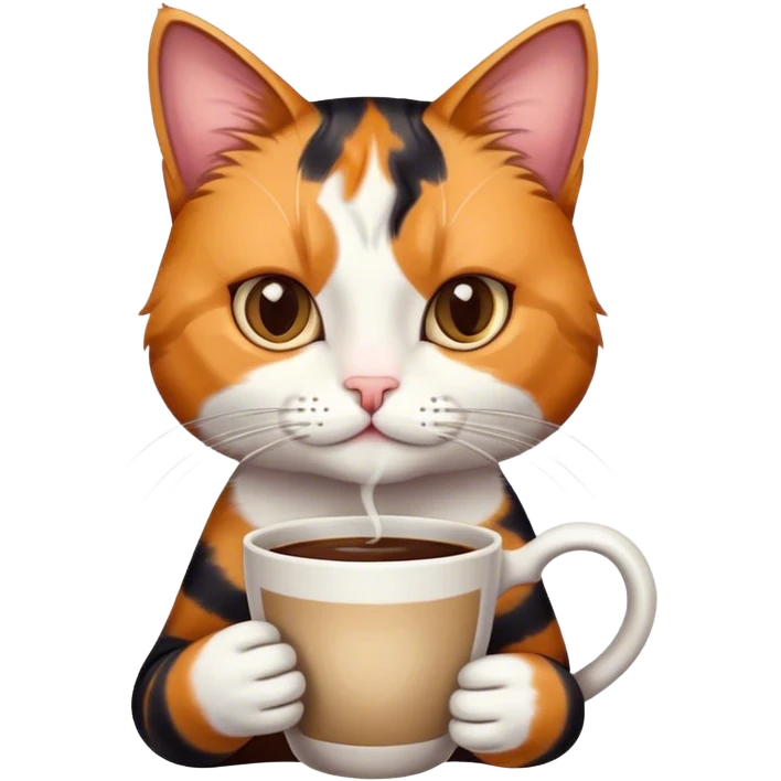 Cat with cup of coffee emoji