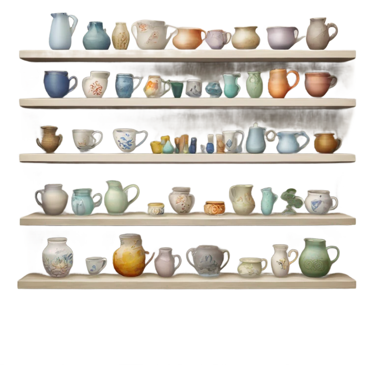 homewares on 3 shelves emoji