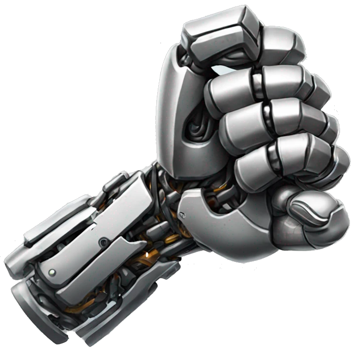 Cyborg arm only flexing bicep and shoulder with gears and shocks emoji