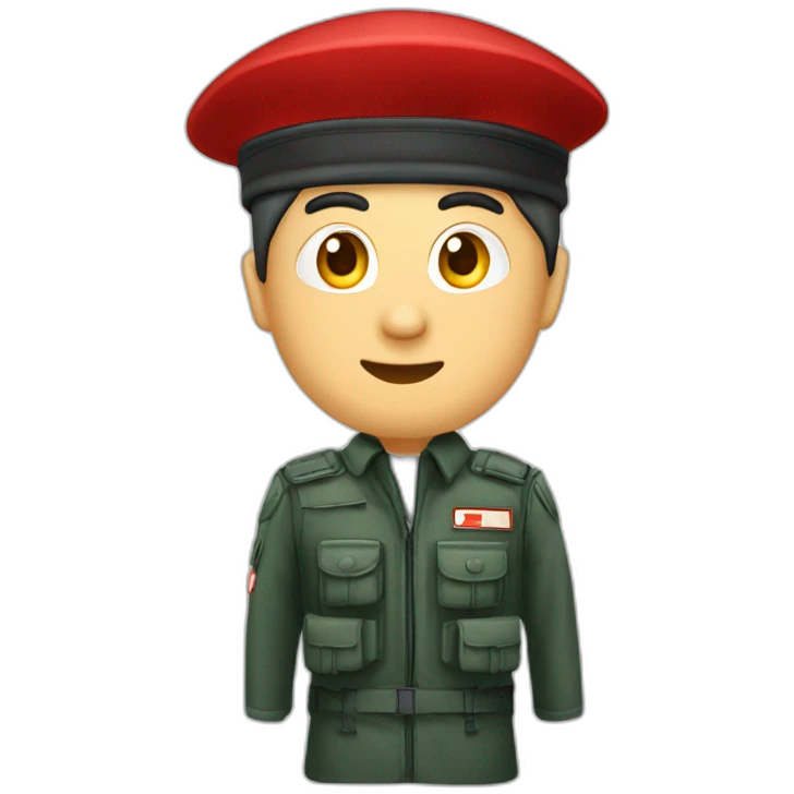 red parachutist beret on side with head emojis sign emoji