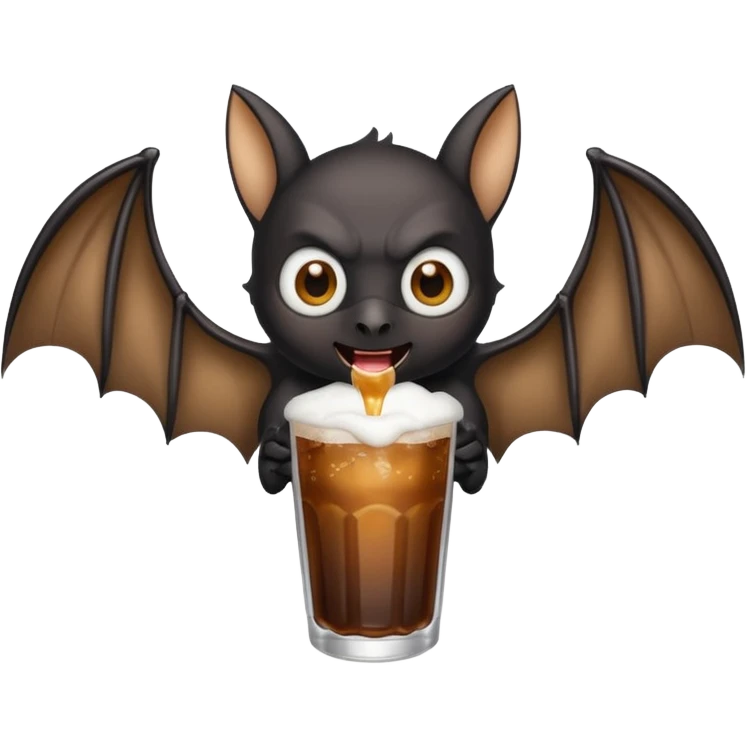 black bat drinkig sprite emoji