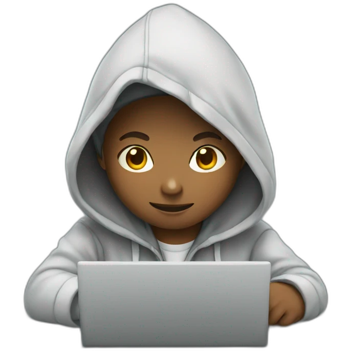 boy with hoodie working on laptop emoji