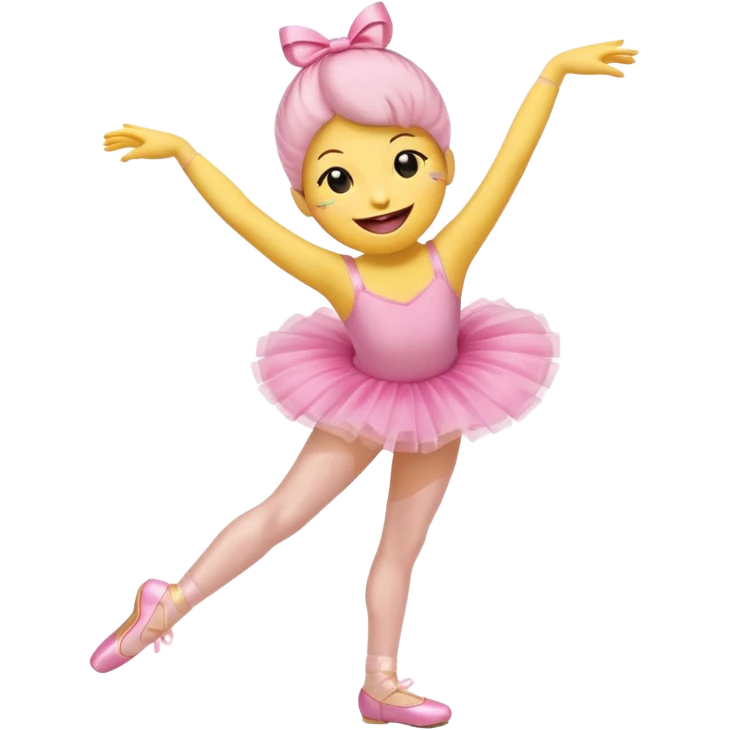 Smiley face emoji laughing with a tutu attached and legs and point shoes emoji