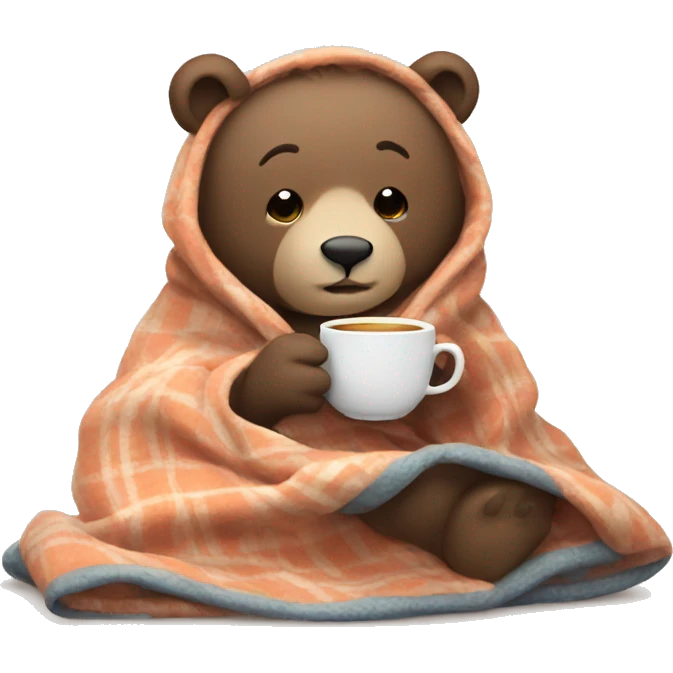 Cozy bear in a blanket drinking tea emoji