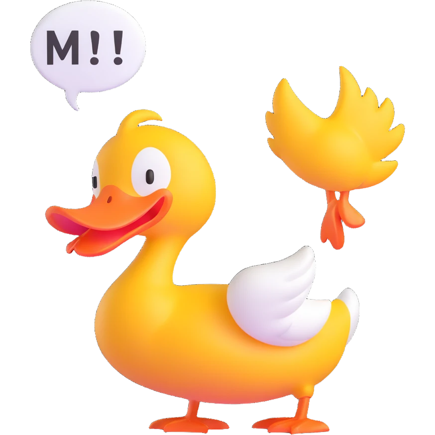 A cartoon-style duck with its beak open, inside a speech bubble it shouts “WAK!” in bold comic-style letters. Fun and expressive, white background emoji