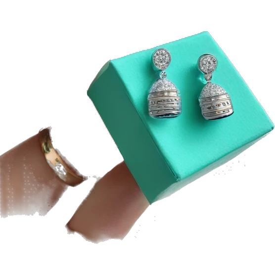 Silver earrings in a Tiffany box emoji