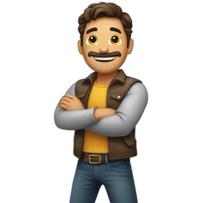 hombre festejando estirando los brazos hacia arriba feliz emoji