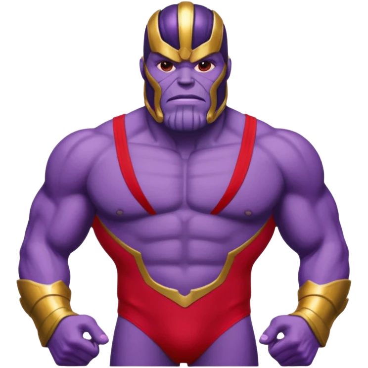 Thanos from Marvel in a bright RED swimsuit emoji