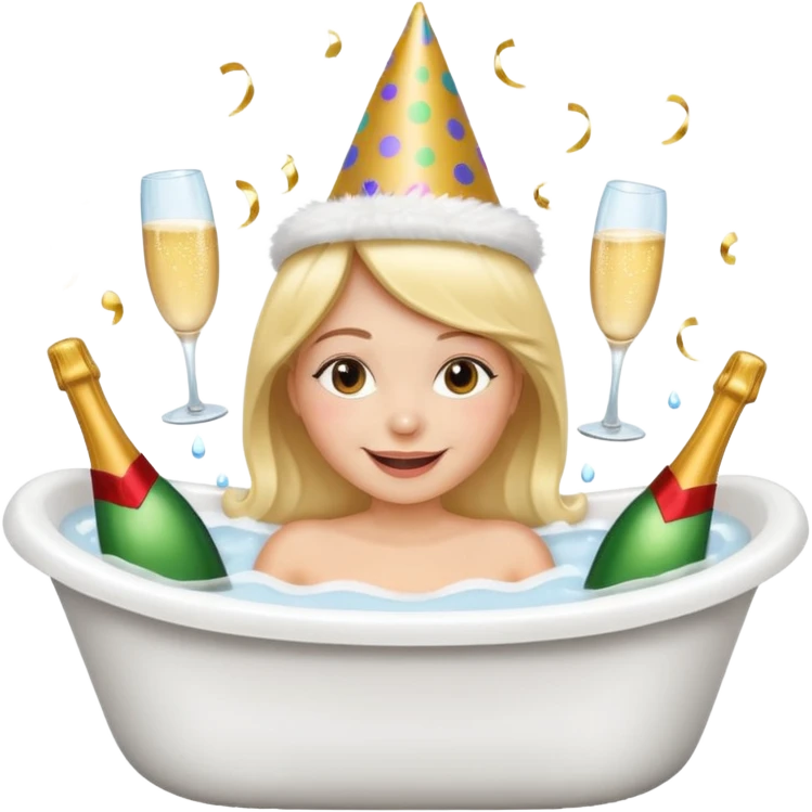 Celebrating new year in a bath with champagne  emoji