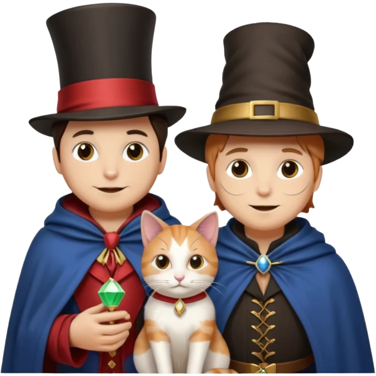 magician couple and their pet cat emoji