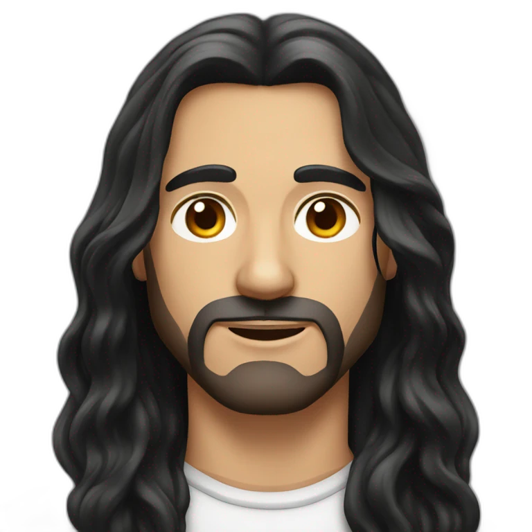 German man with long black hair and highlights emoji
